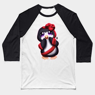 Penguin wrapped in a bow Baseball T-Shirt